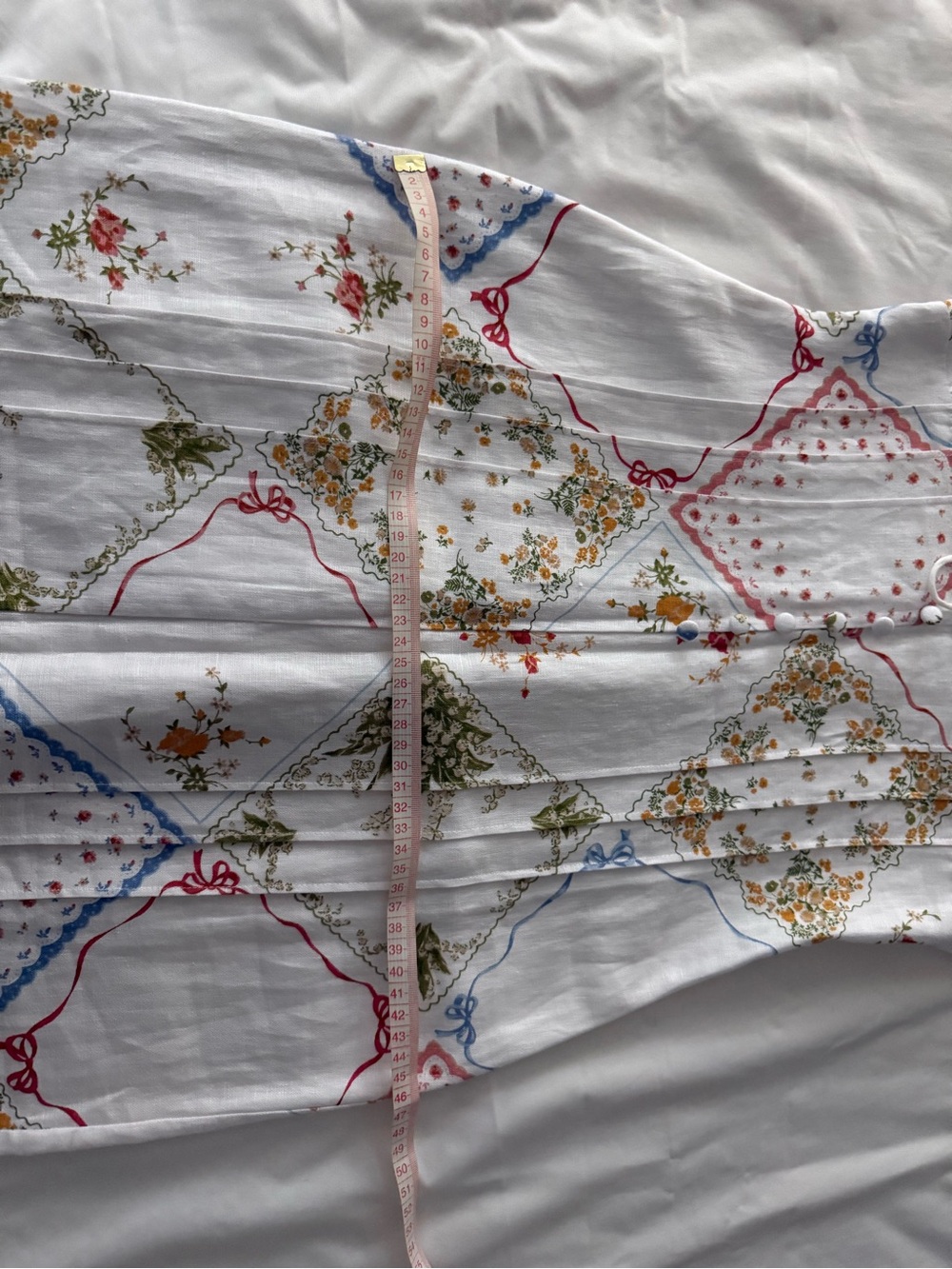 Reformation White Midi Dress with Red, Blue, Green Floral Patchwork - Picture 9 of 9